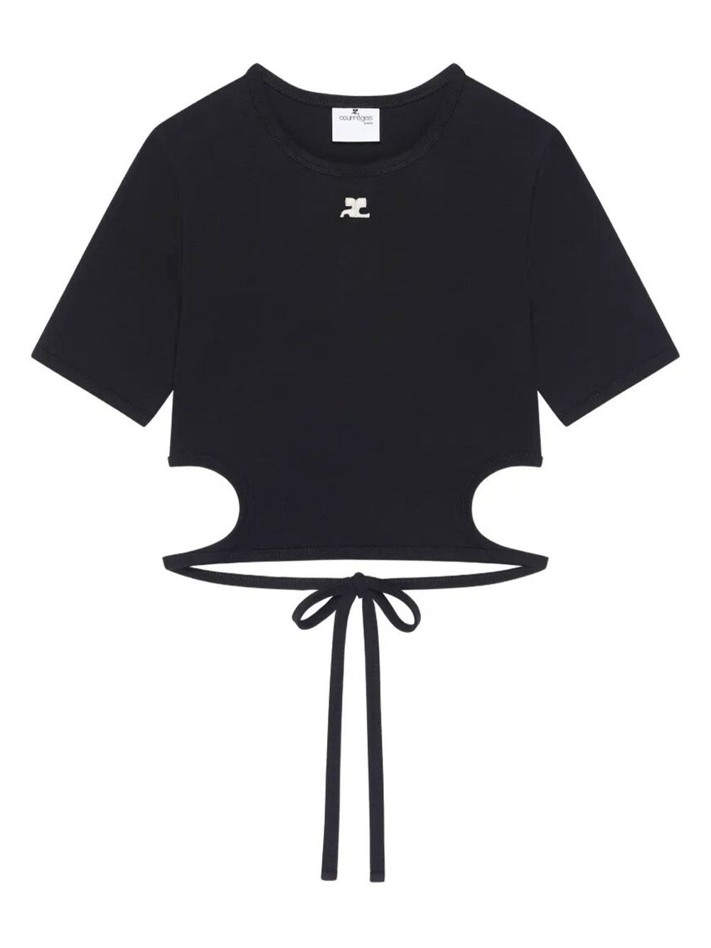 Courreges Women Ribbon Cut Out Contrast T-Shirt COURREGES