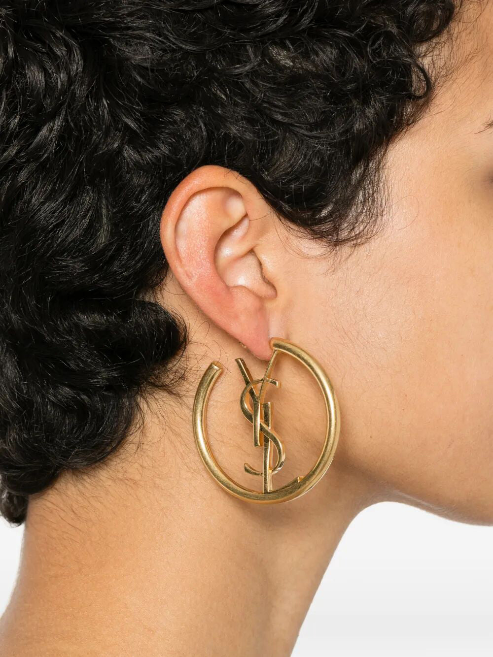 Saint Laurent Women Cassandre Hoop Earrings In Metal SAINT LAURENT