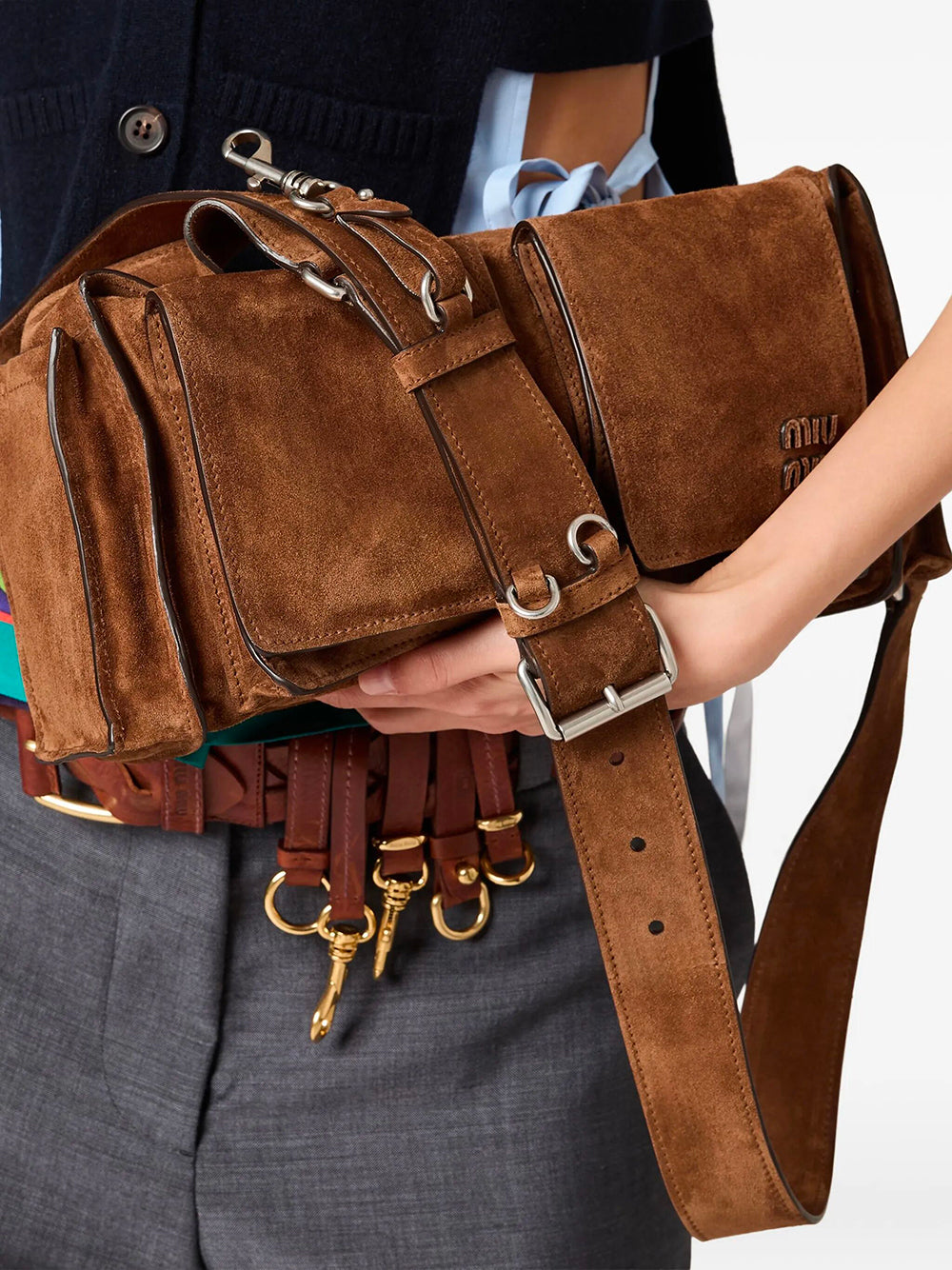 Miu Miu Women Borsa A Tracolla Utilitaire In Pelle Scamosciata MIU MIU