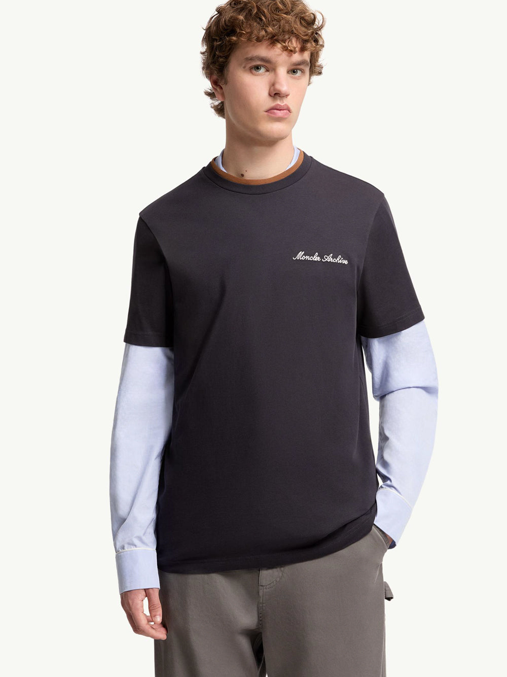 Moncler Men Embroidered Logo And Double Crew Neckline Cotton T-Shirt MONCLER