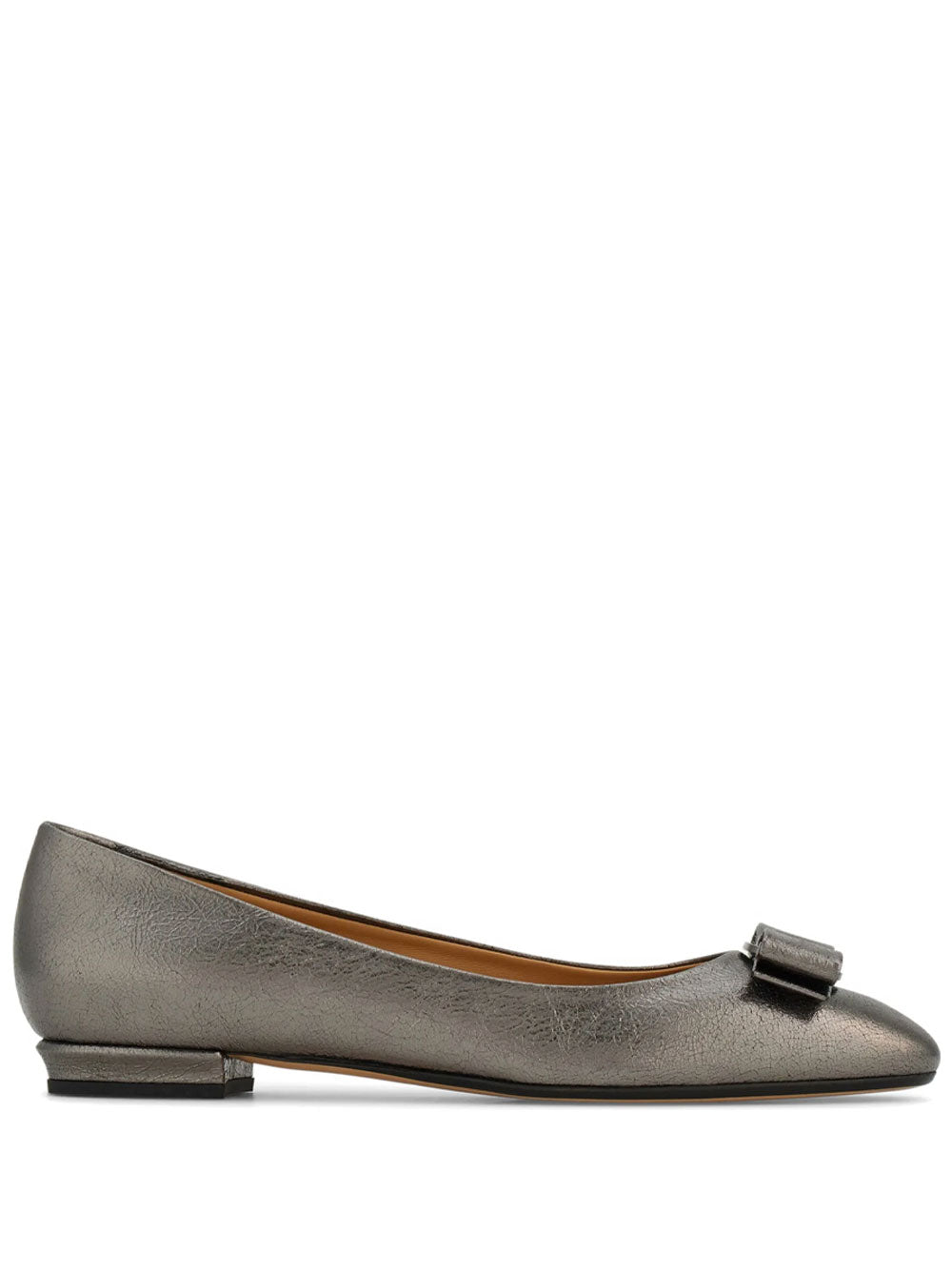 Ferragamo Women Varina Crackled Laminated Metallic Leather Ballet Flat FERRAGAMO