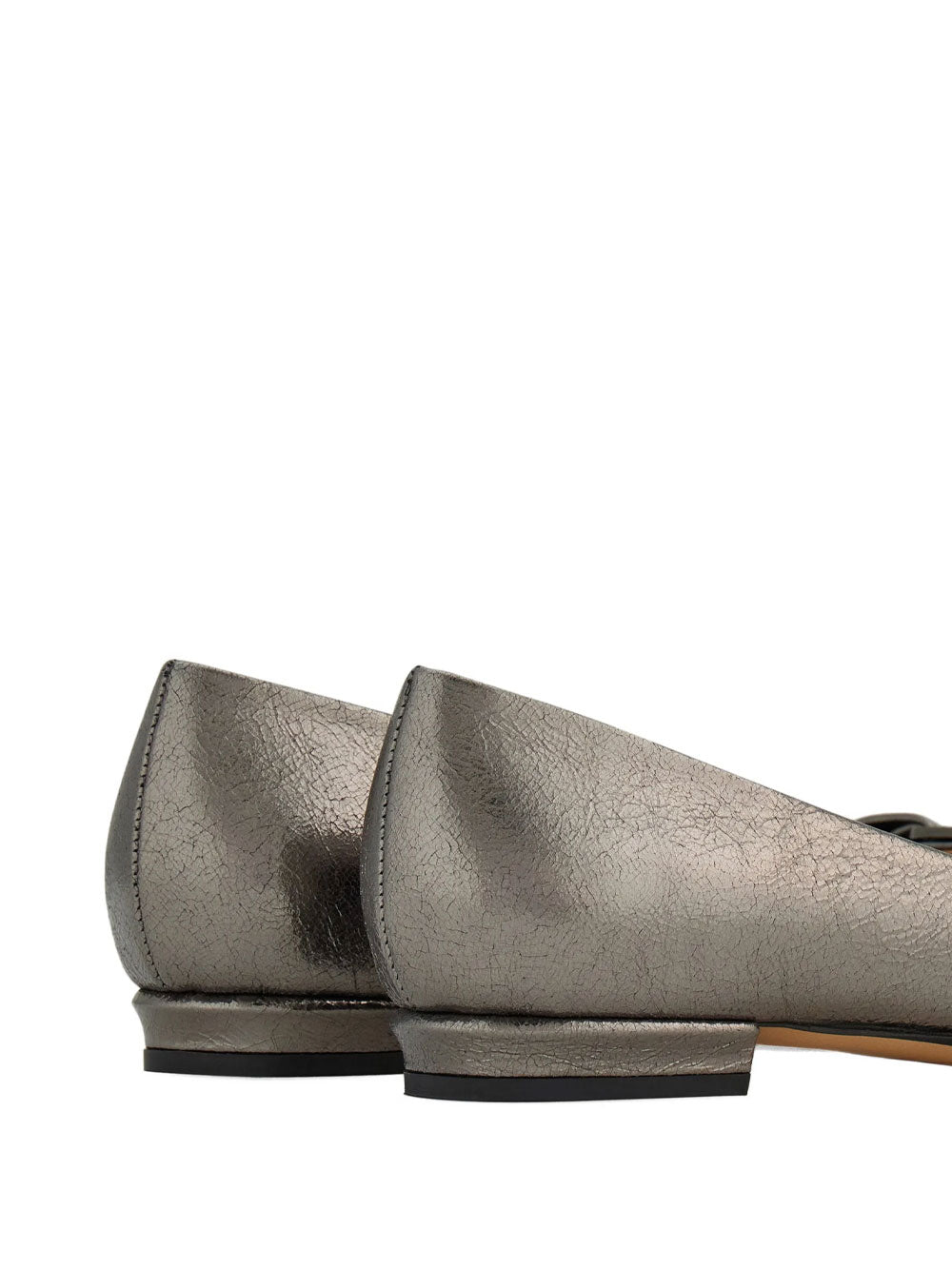 Ferragamo Women Varina Crackled Laminated Metallic Leather Ballet Flat FERRAGAMO