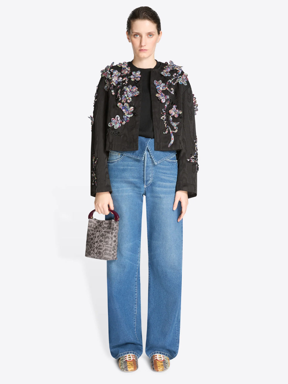 Dries Van Noten Women Giacca Corta Ricamata Con Effetto Moiré DRIES VAN NOTEN
