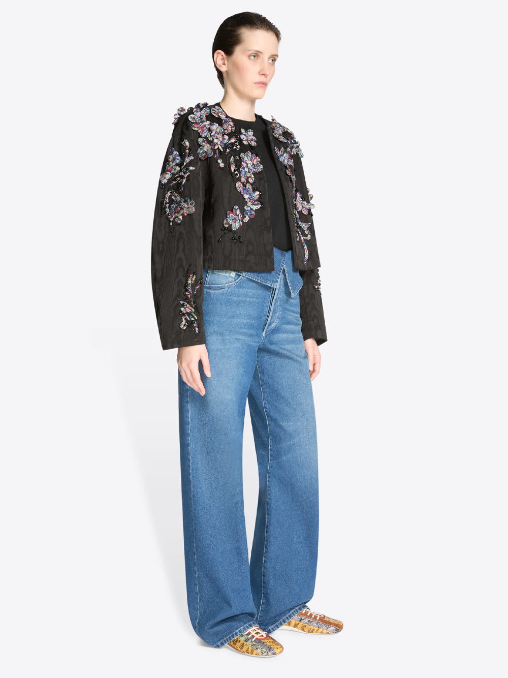Dries Van Noten Women Giacca Corta Ricamata Con Effetto Moiré DRIES VAN NOTEN