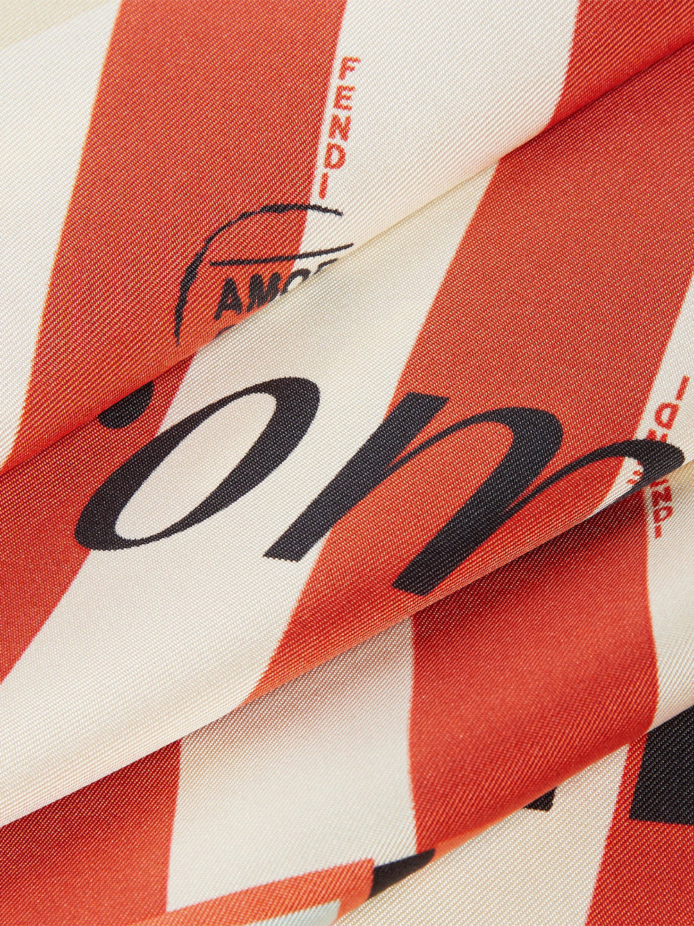 Fendi Women White And Rust Striped Silk Foulard FENDI