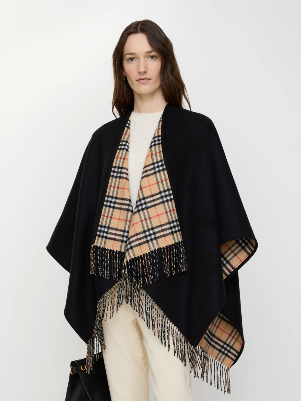 Burberry Women Reversible Check Wool Cape BURBERRY