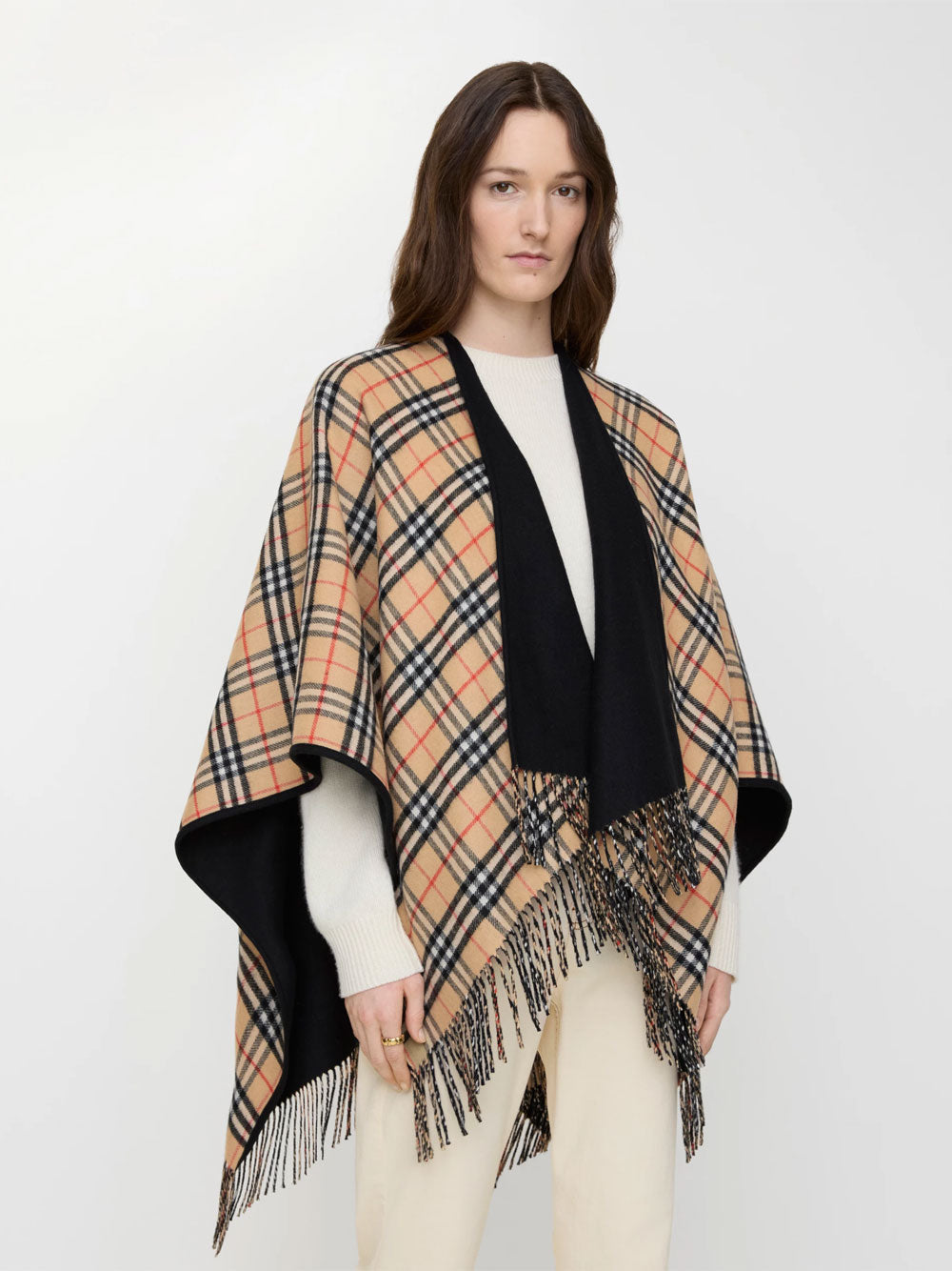 Burberry Women Reversible Check Wool Cape BURBERRY