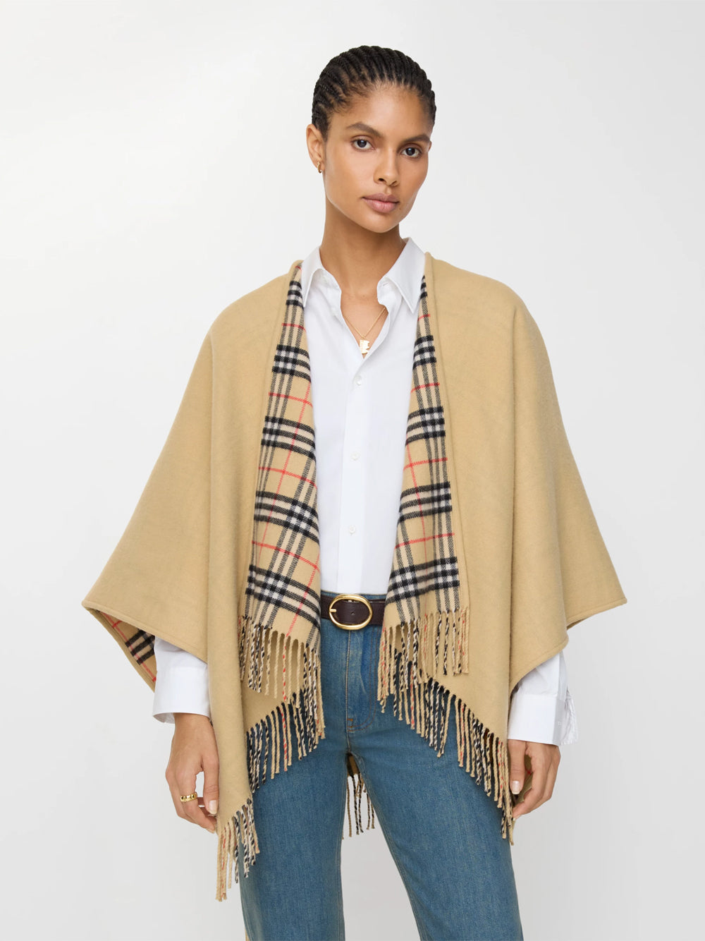 Burberry Women Mantellina Reversibile In Lana Check BURBERRY