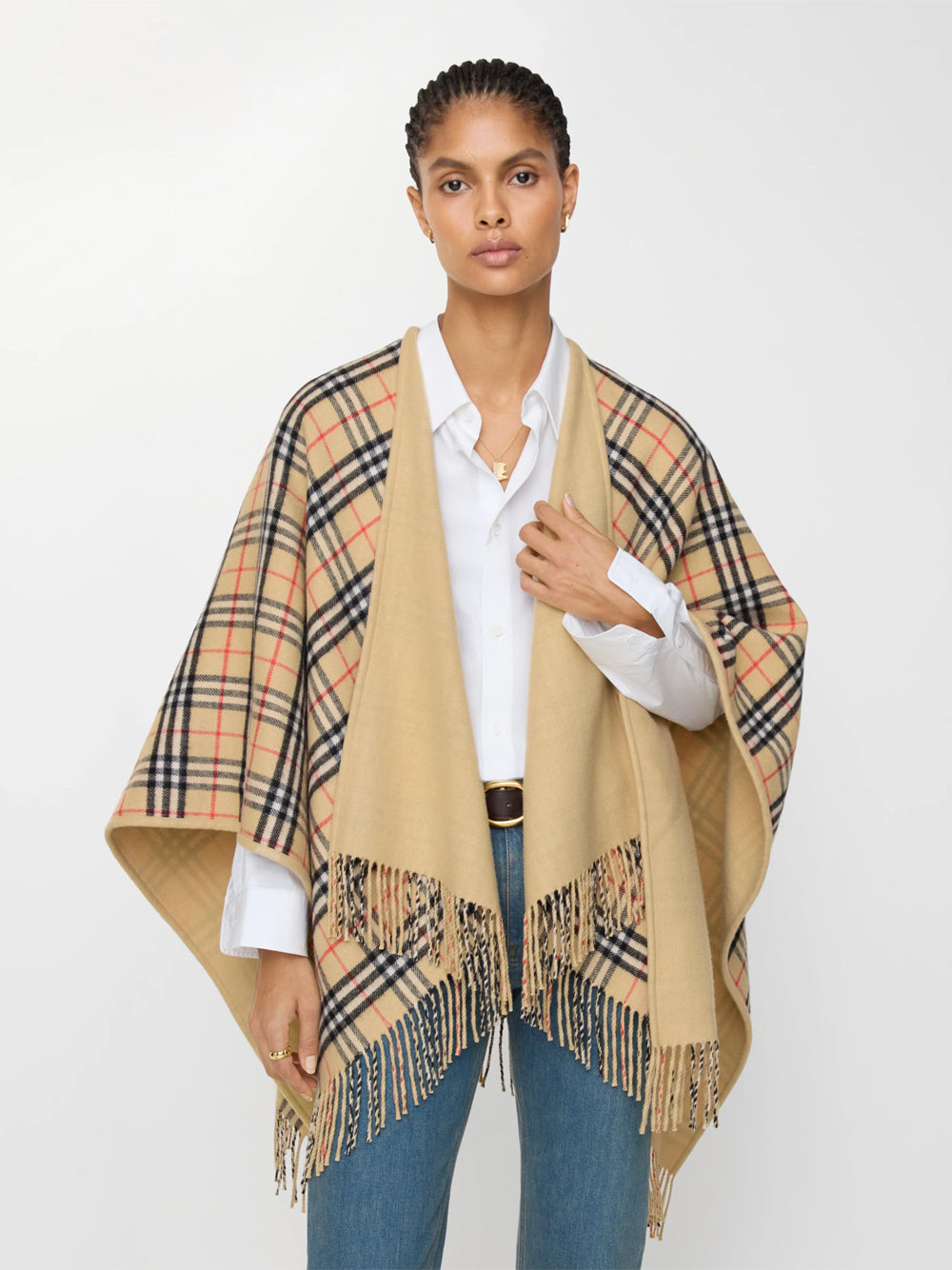 Burberry Women Mantellina Reversibile In Lana Check BURBERRY