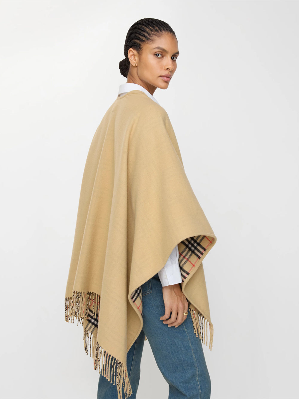 Burberry Women Mantellina Reversibile In Lana Check BURBERRY