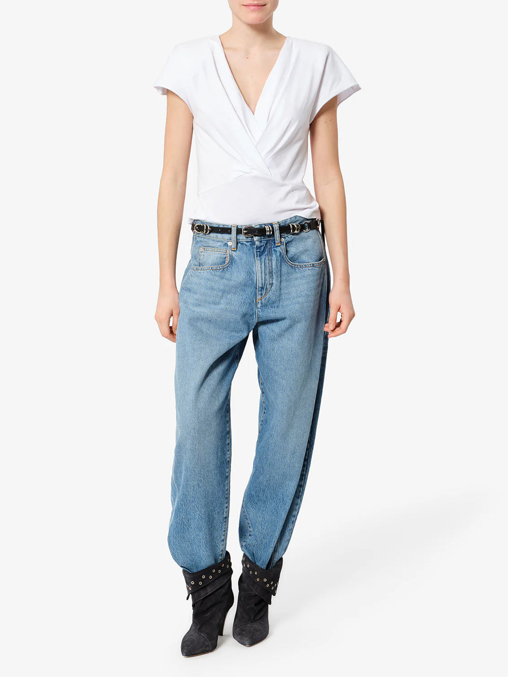 Isabel Marant Women Nadrine Draped Cotton Jersey T-Shirt ISABEL MARANT