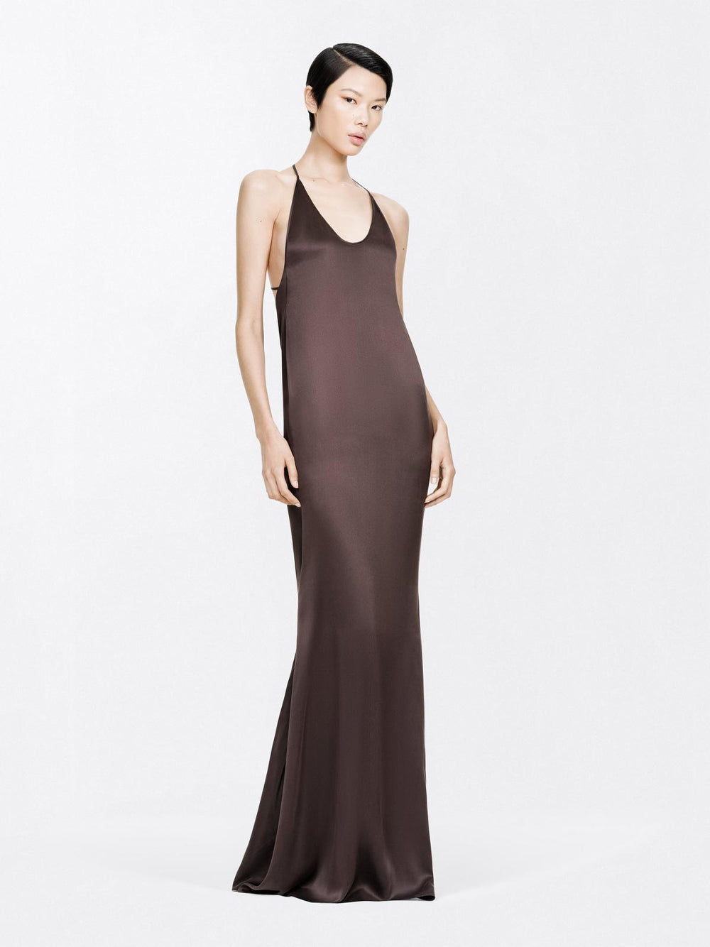 Tom Ford Women Peach-Feel Silk Satin Halterneck Evening Dress TOM FORD