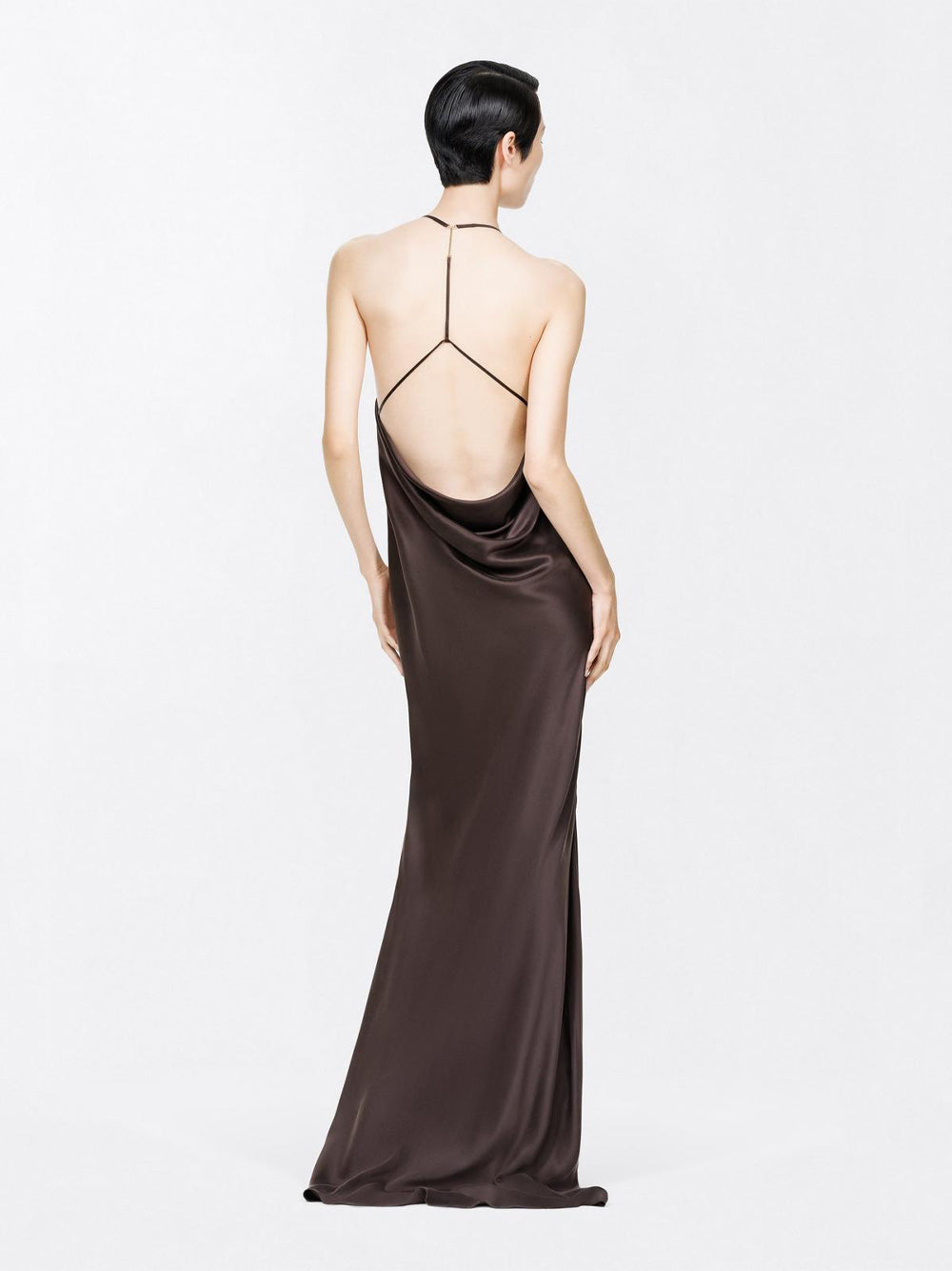 Tom Ford Women Peach-Feel Silk Satin Halterneck Evening Dress TOM FORD