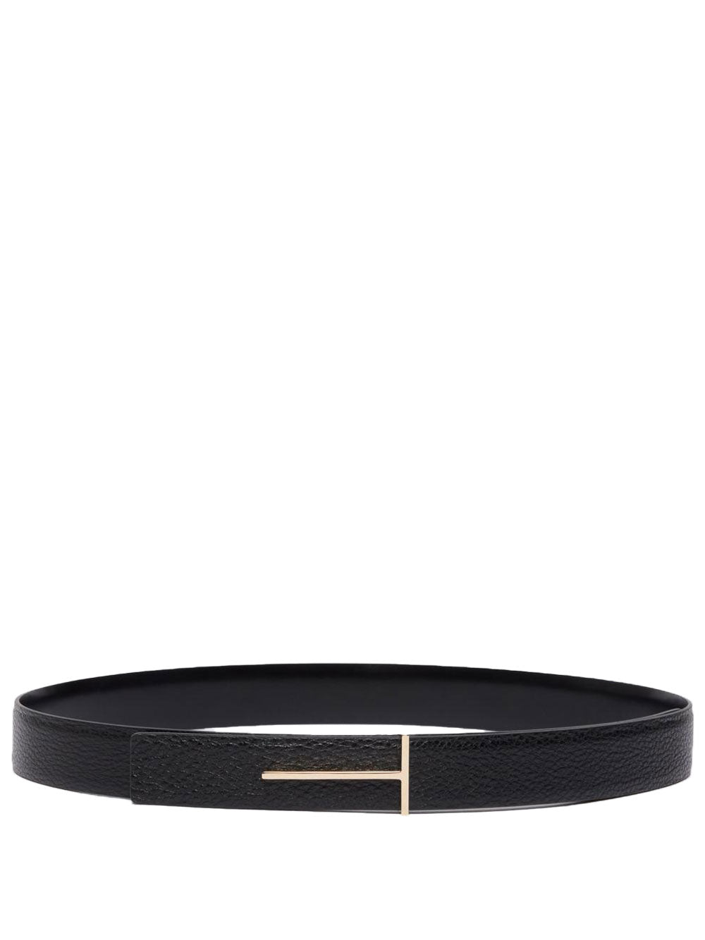 Tom Ford Women Grained Leather And Spazzolato Leather Slim T Belt TOM FORD
