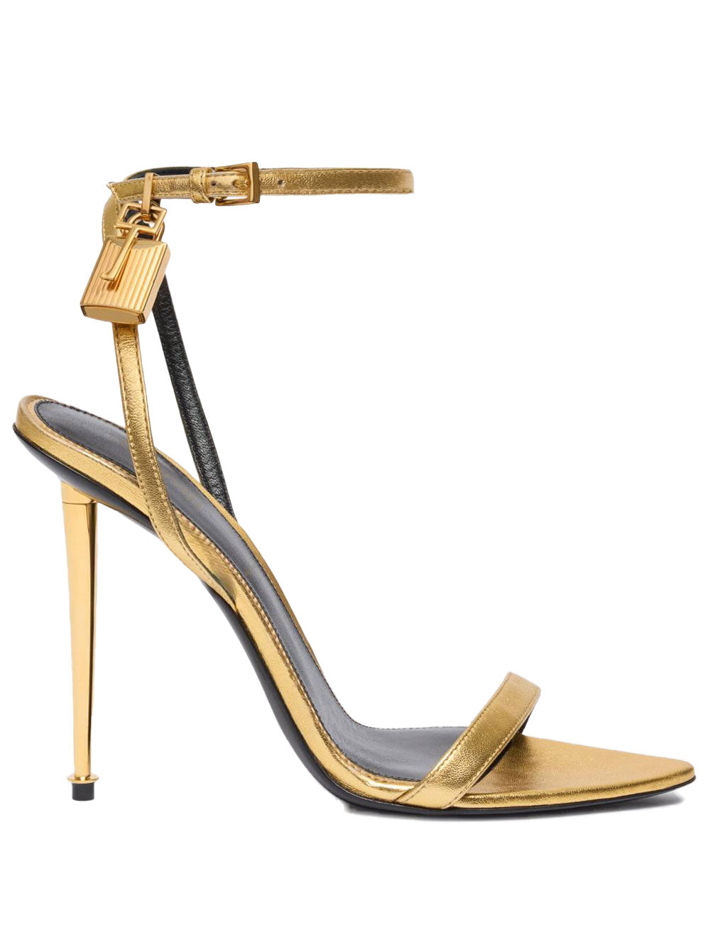 Tom Ford Women Laminated Nappa Leather Padlock Pointy Naked Sandals TOM FORD