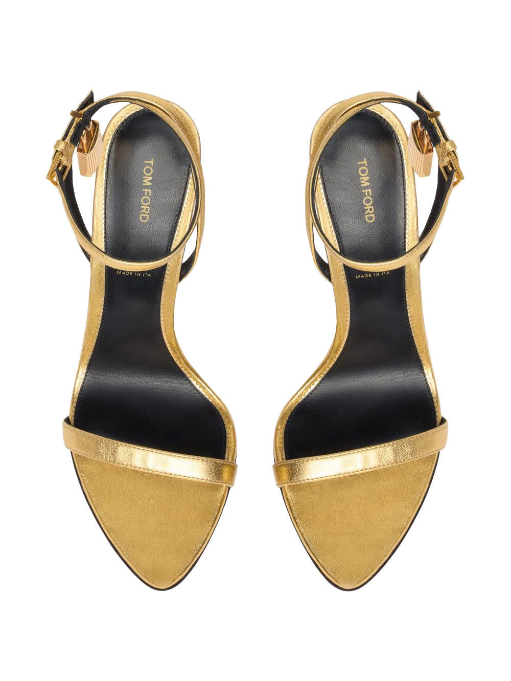 Tom Ford Women Laminated Nappa Leather Padlock Pointy Naked Sandals TOM FORD