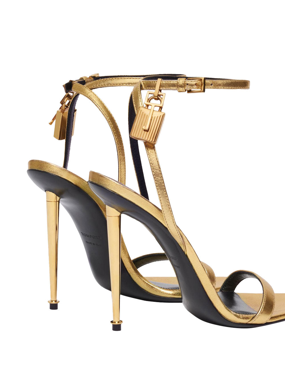 Tom Ford Women Laminated Nappa Leather Padlock Pointy Naked Sandals TOM FORD