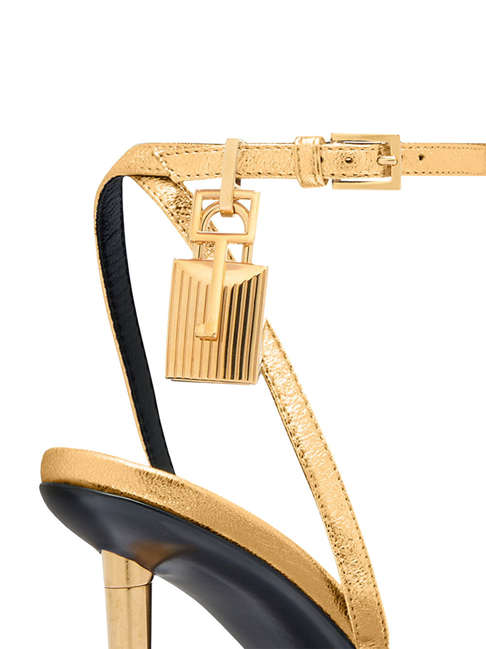 Tom Ford Women Laminated Nappa Leather Padlock Pointy Naked Sandals TOM FORD
