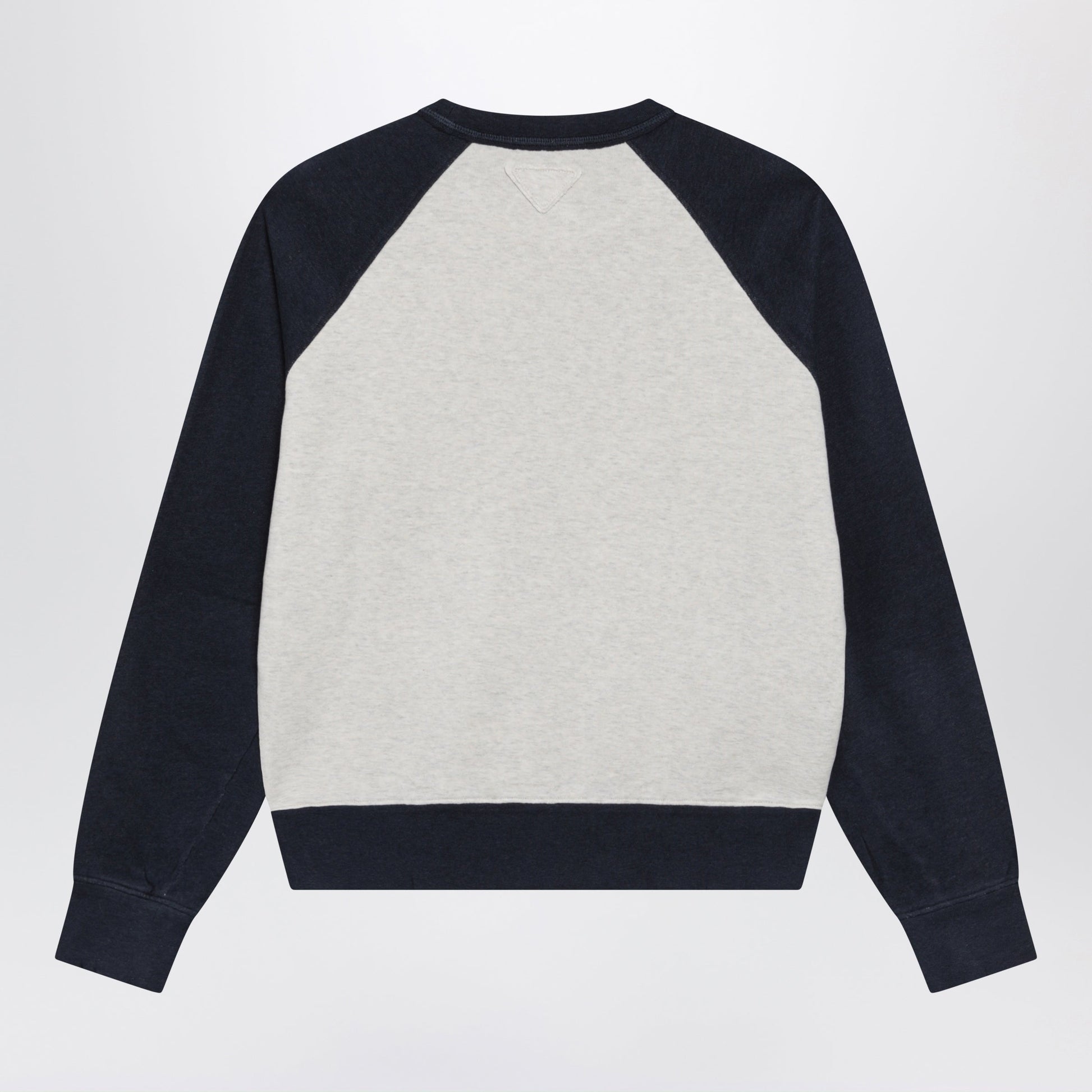 Prada Natural/Navy Blue Cotton Crewneck Sweatshirt Women PRADA
