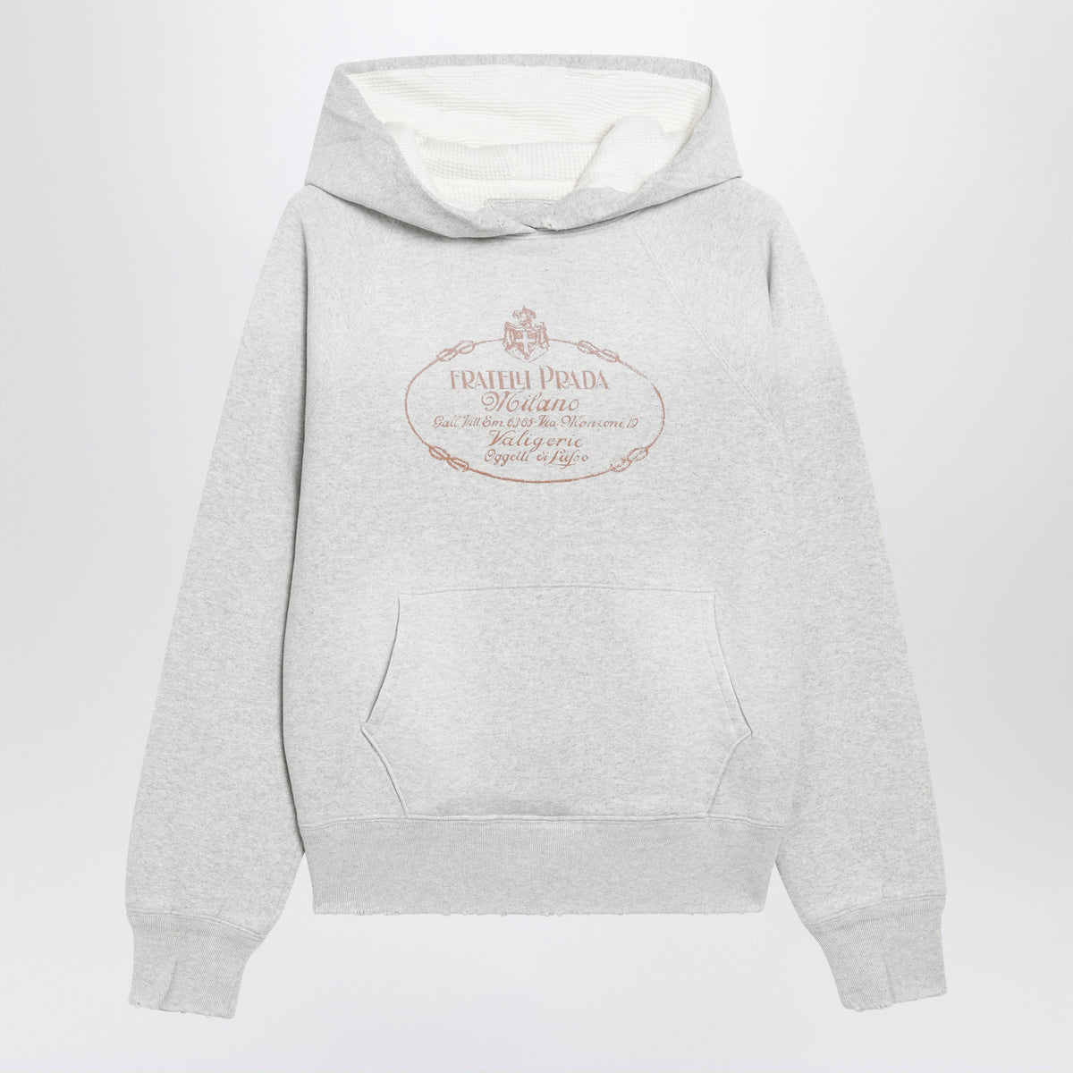 Prada Light Grey Melange Hooded Sweatshirt Women PRADA