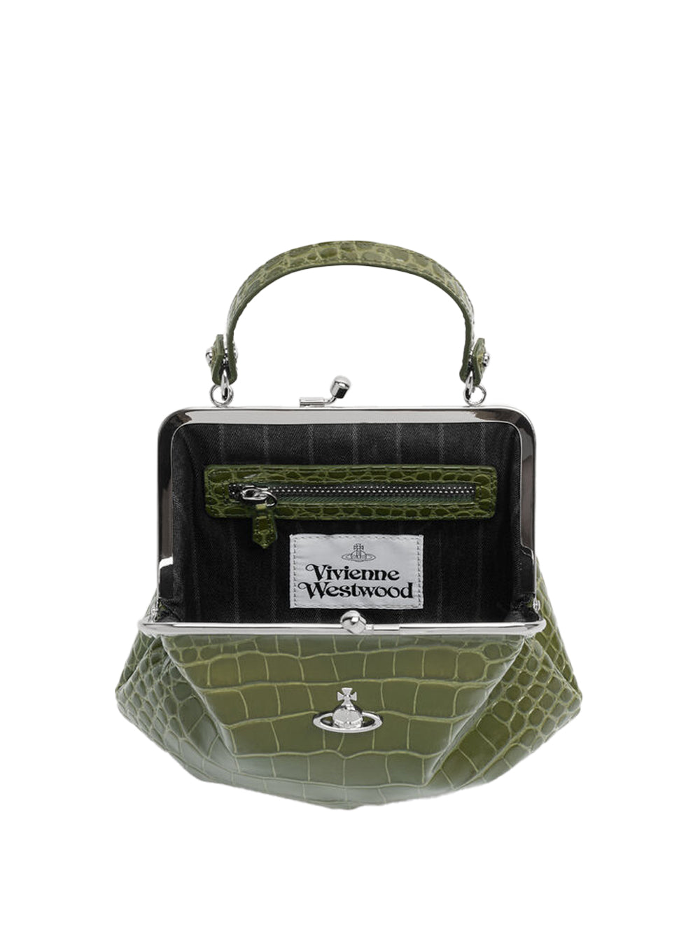 Vivienne Westwood Women Crocodile-Effect Granny Frame Purse With Chain VIVIENNE WESTWOOD