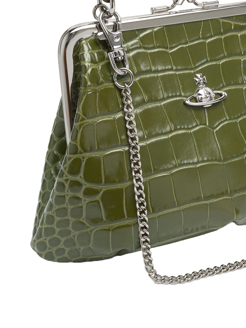 Crocodile-Effect Granny Frame Purse With Chain Women VIVIENNE WESTWOOD
