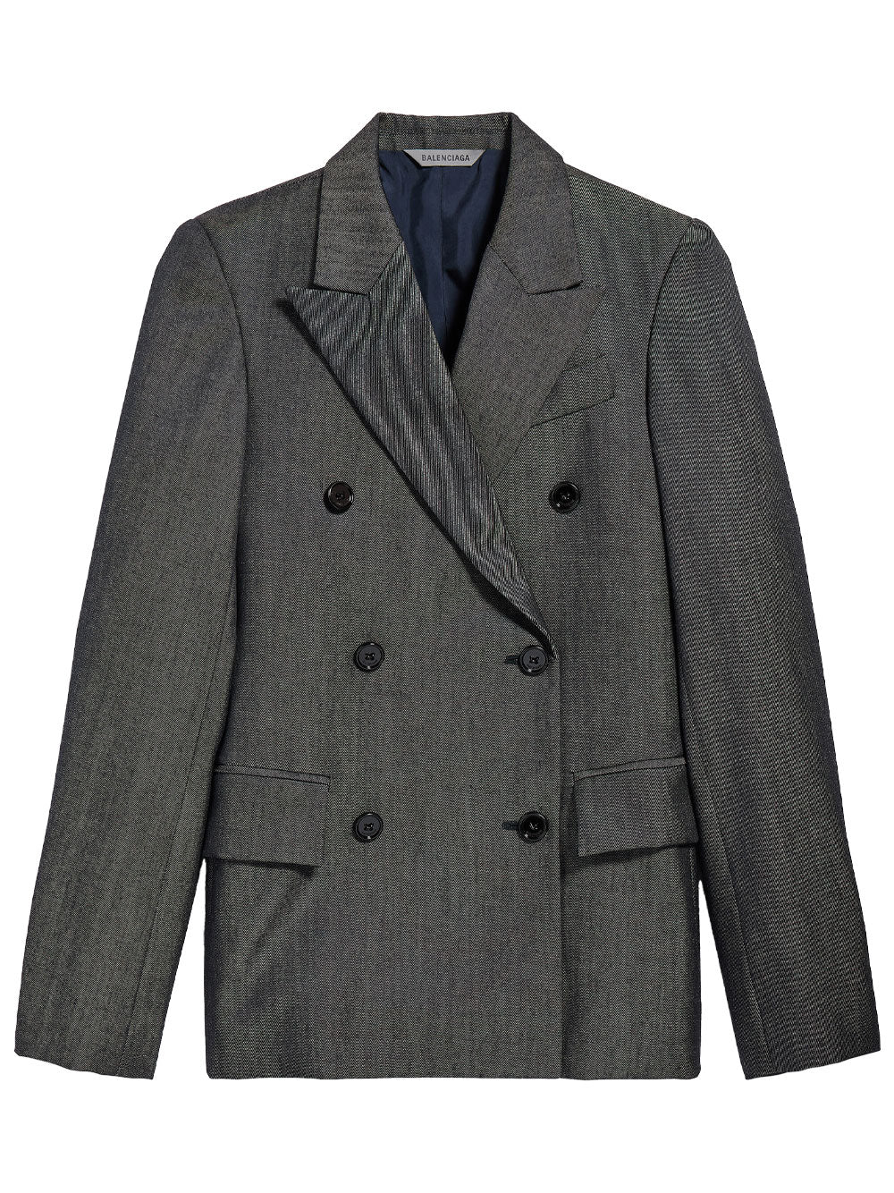 Balenciaga Women Double-Breasted Tailored Jacket In Wool Twill In Denim Look BALENCIAGA
