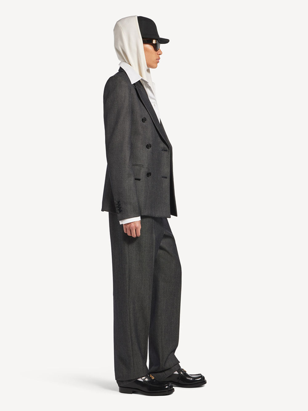 Balenciaga Women Double-Breasted Tailored Jacket In Wool Twill In Denim Look BALENCIAGA