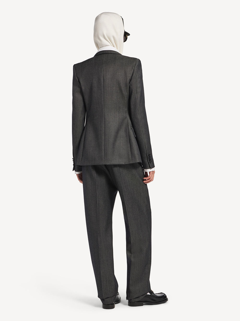Balenciaga Women Double-Breasted Tailored Jacket In Wool Twill In Denim Look BALENCIAGA