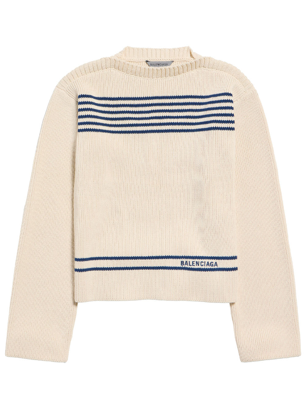 Balenciaga Women Boatneck Sweater In Cotton Ribbed Knit BALENCIAGA