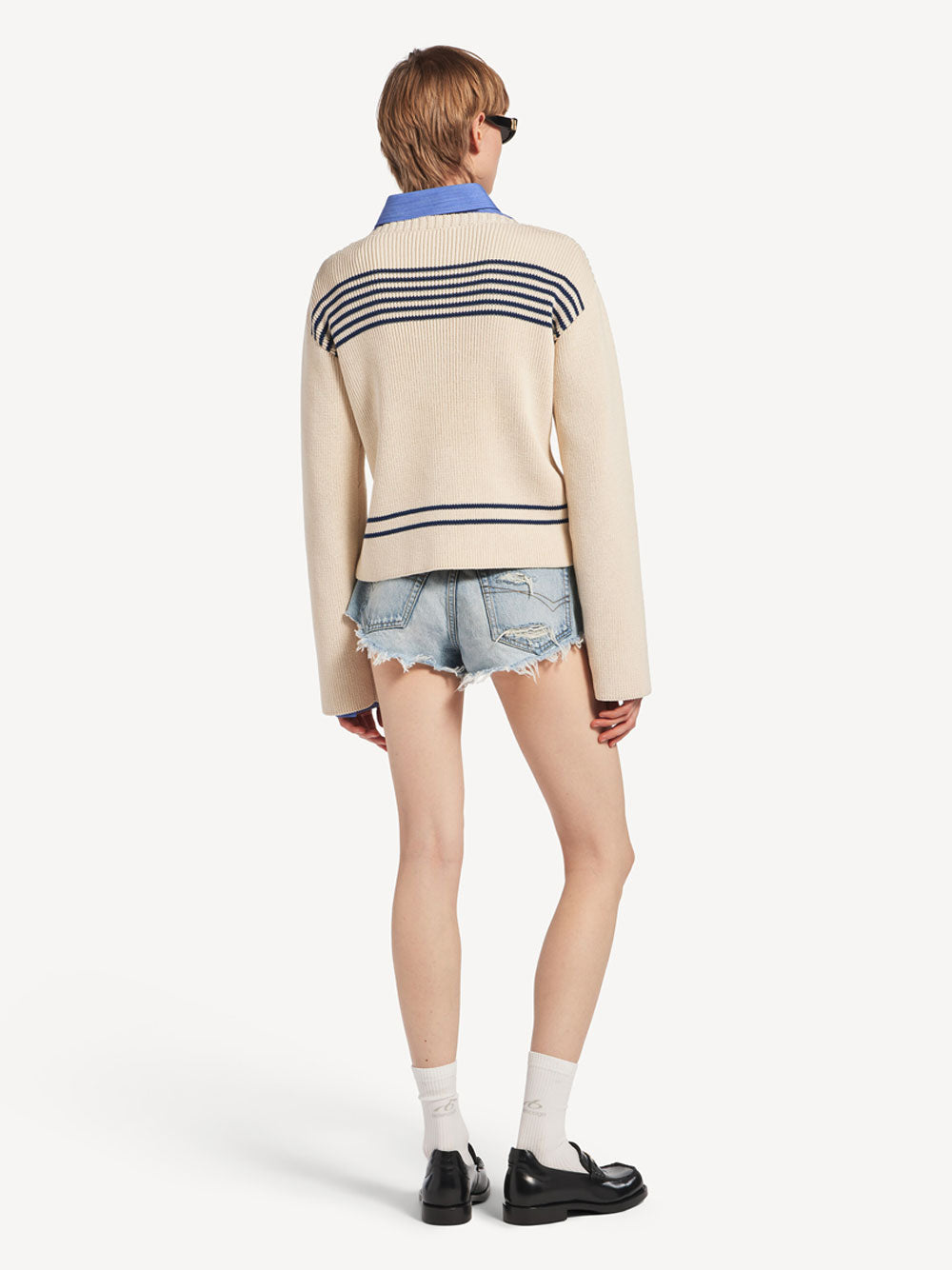 Balenciaga Women Boatneck Sweater In Cotton Ribbed Knit BALENCIAGA