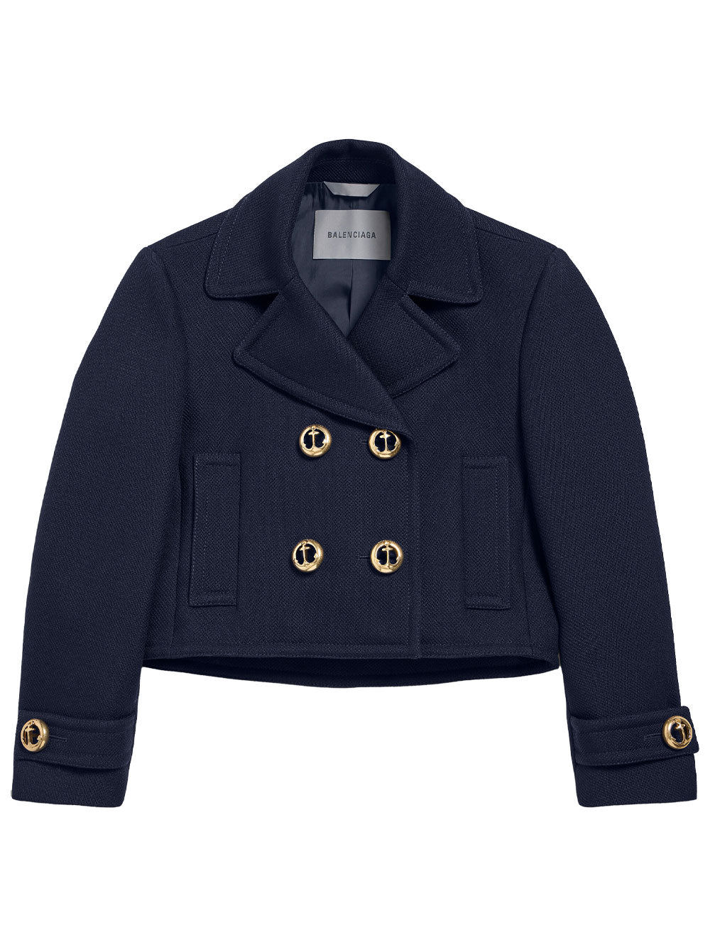 Balenciaga Women Cropped Peacoat In Textured Wool BALENCIAGA