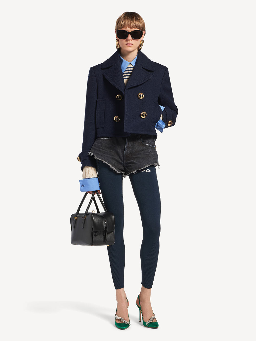 Balenciaga Women Cropped Peacoat In Textured Wool BALENCIAGA