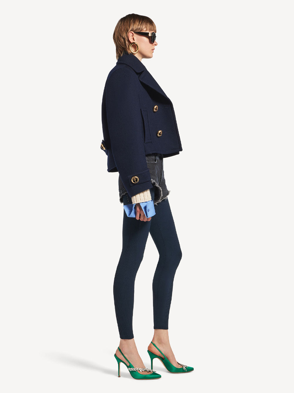 Balenciaga Women Cropped Peacoat In Textured Wool BALENCIAGA