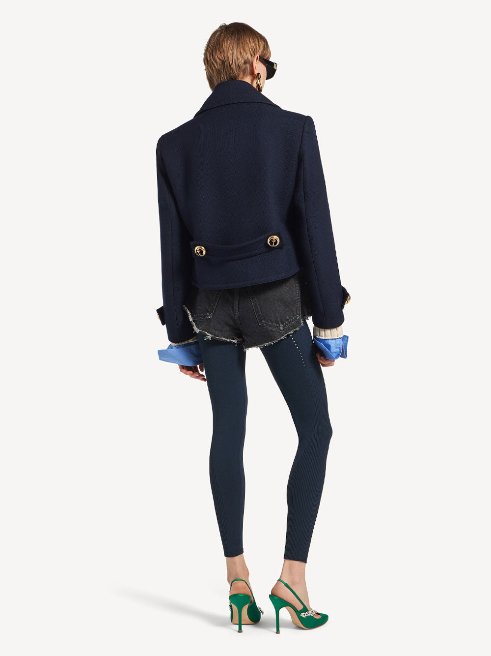 Balenciaga Women Cropped Peacoat In Textured Wool BALENCIAGA