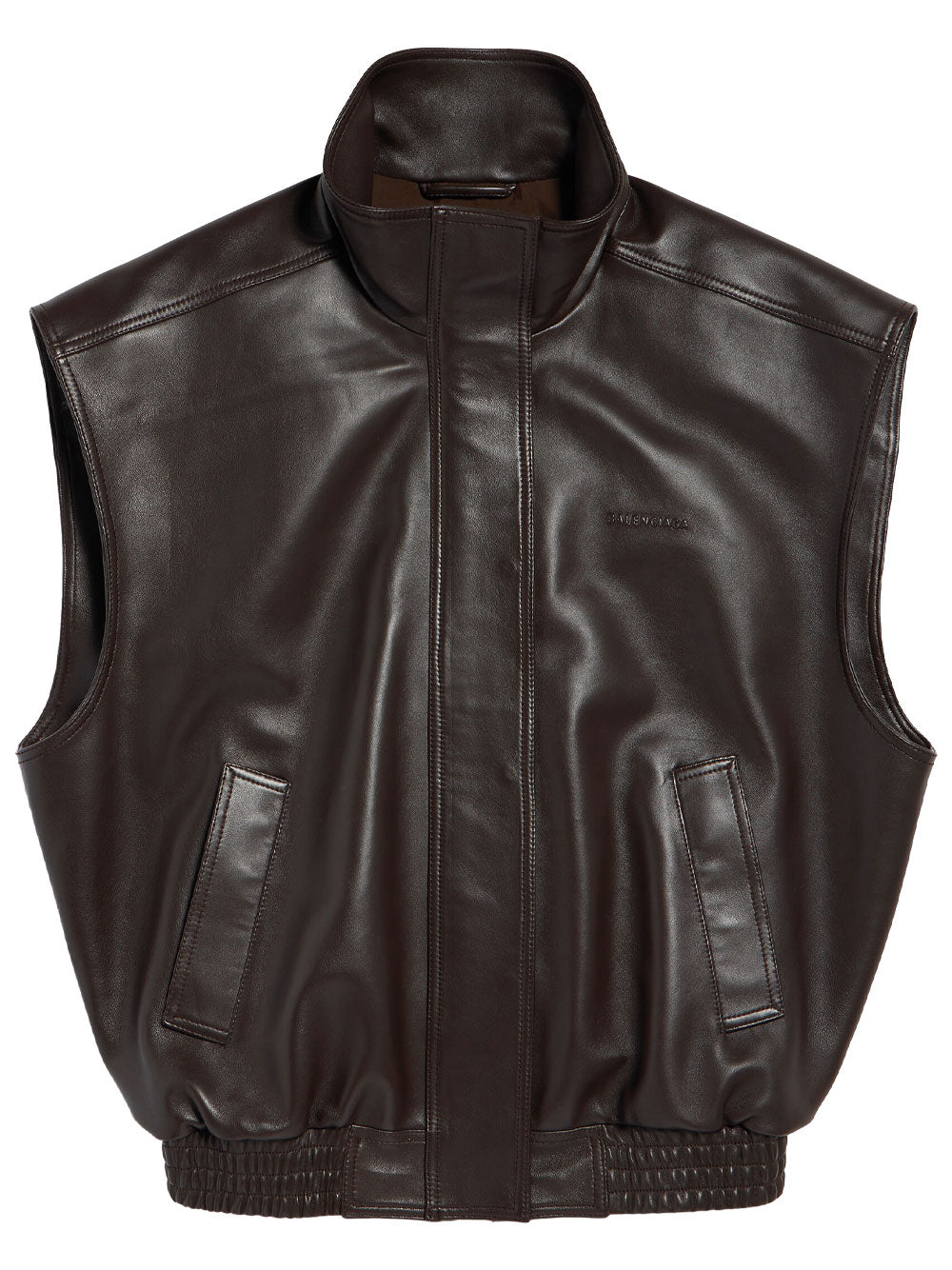 Balenciaga Women Sleeveless Blouson In Shiny Soft Lambskin BALENCIAGA