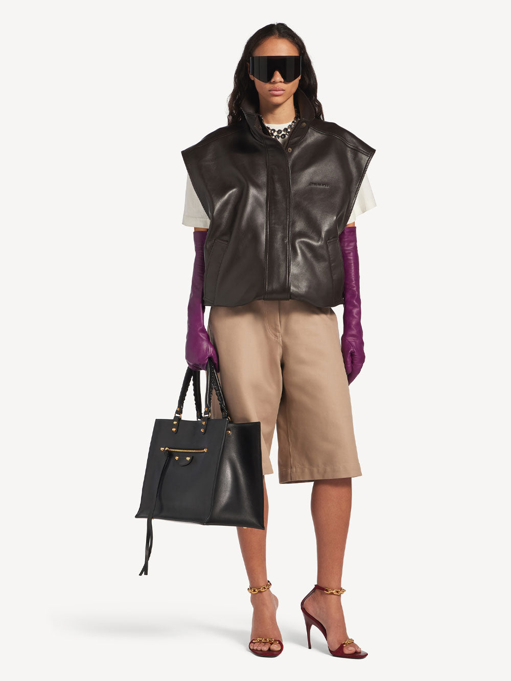 Balenciaga Women Sleeveless Blouson In Shiny Soft Lambskin BALENCIAGA