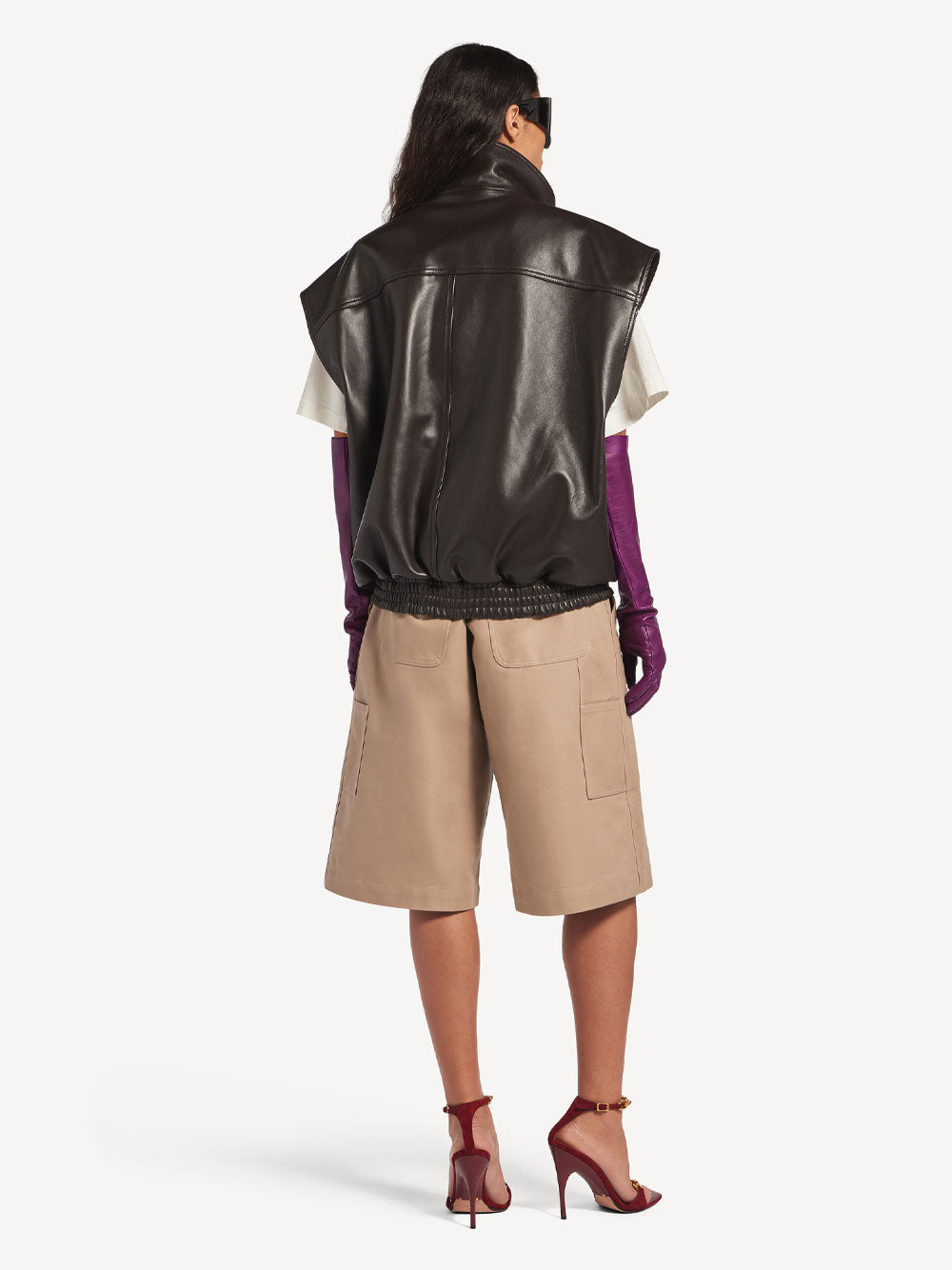 Balenciaga Women Sleeveless Blouson In Shiny Soft Lambskin BALENCIAGA