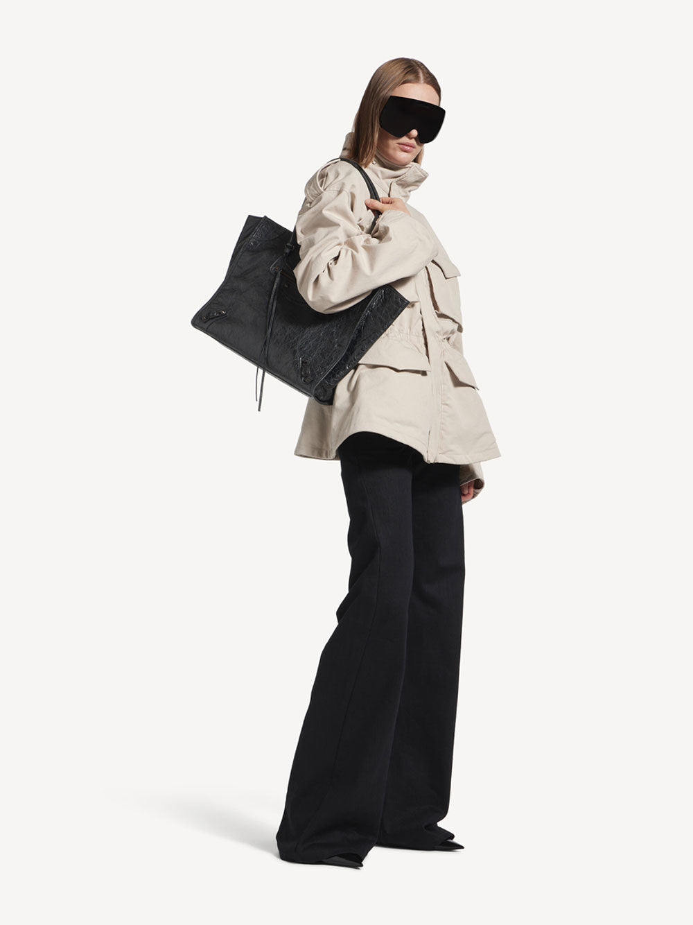 Balenciaga Women Le City Tote Bag Medium In Arena Lambskin BALENCIAGA