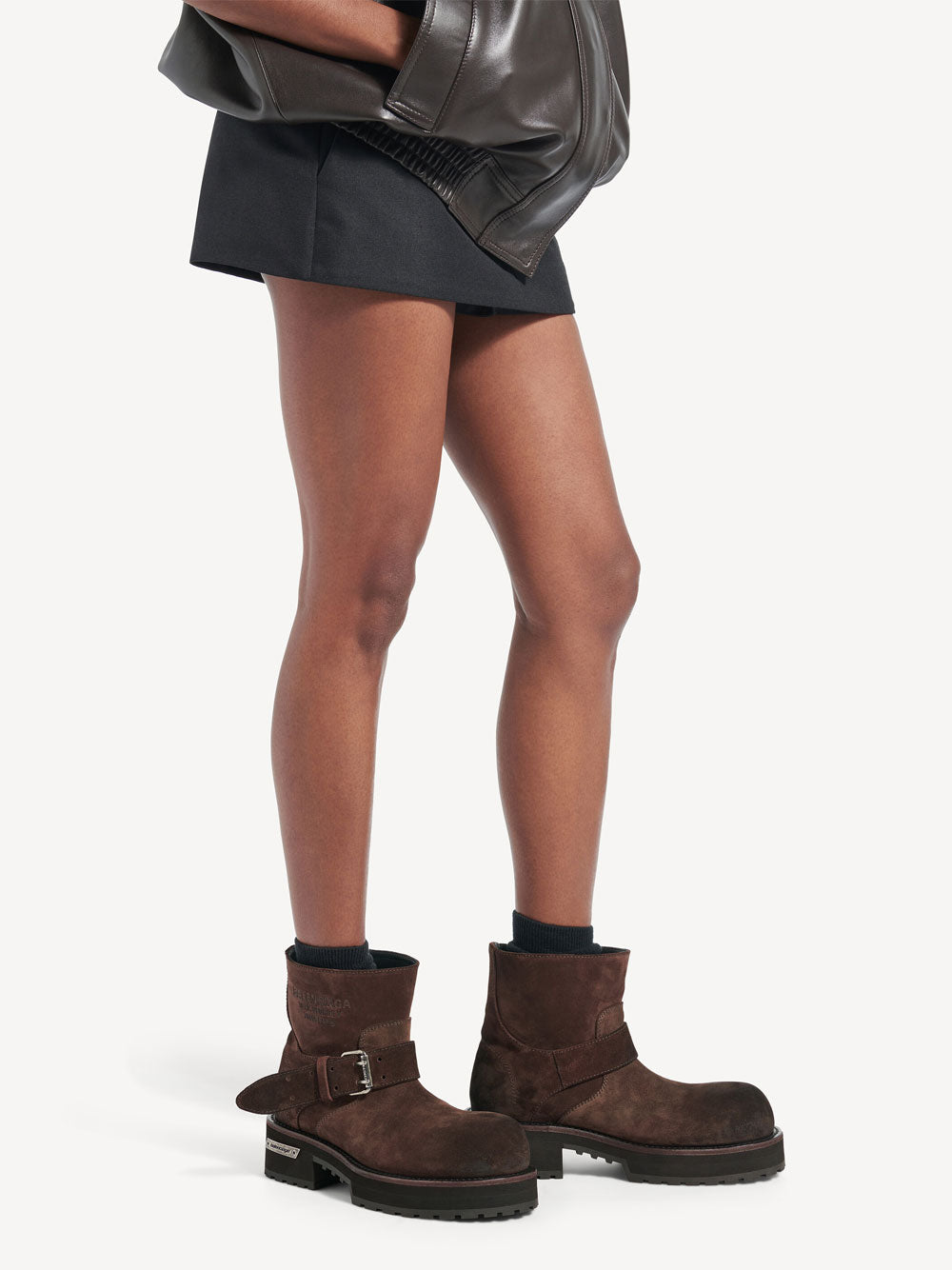 Balenciaga Women Venom Mini Bootie In Waxed Suede Calfskin BALENCIAGA