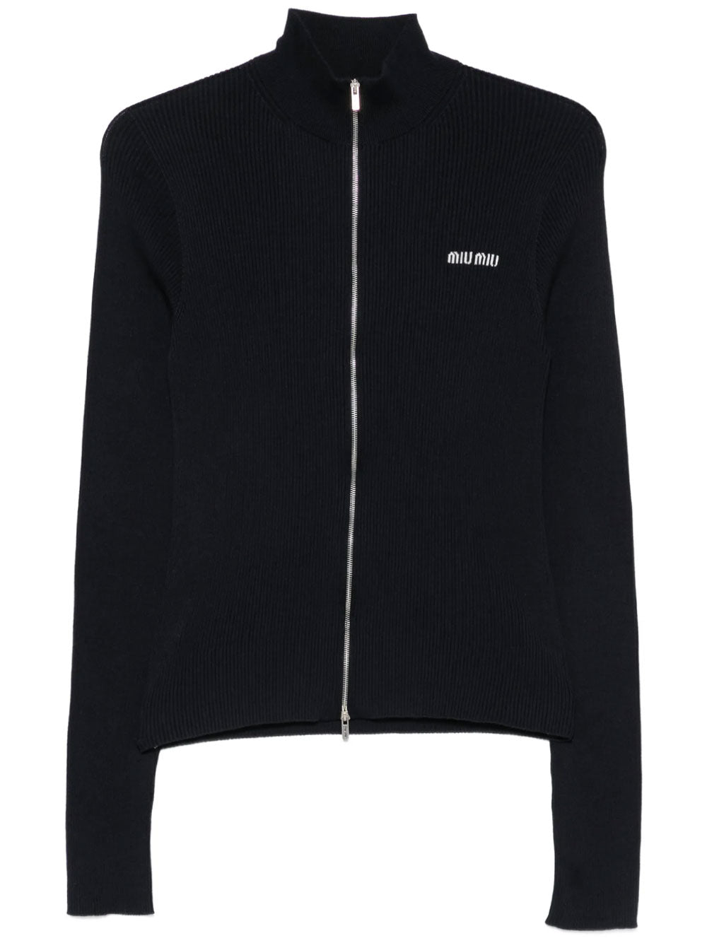 Miu Miu Women Ribbed Zip-Up Cardigan MIU MIU