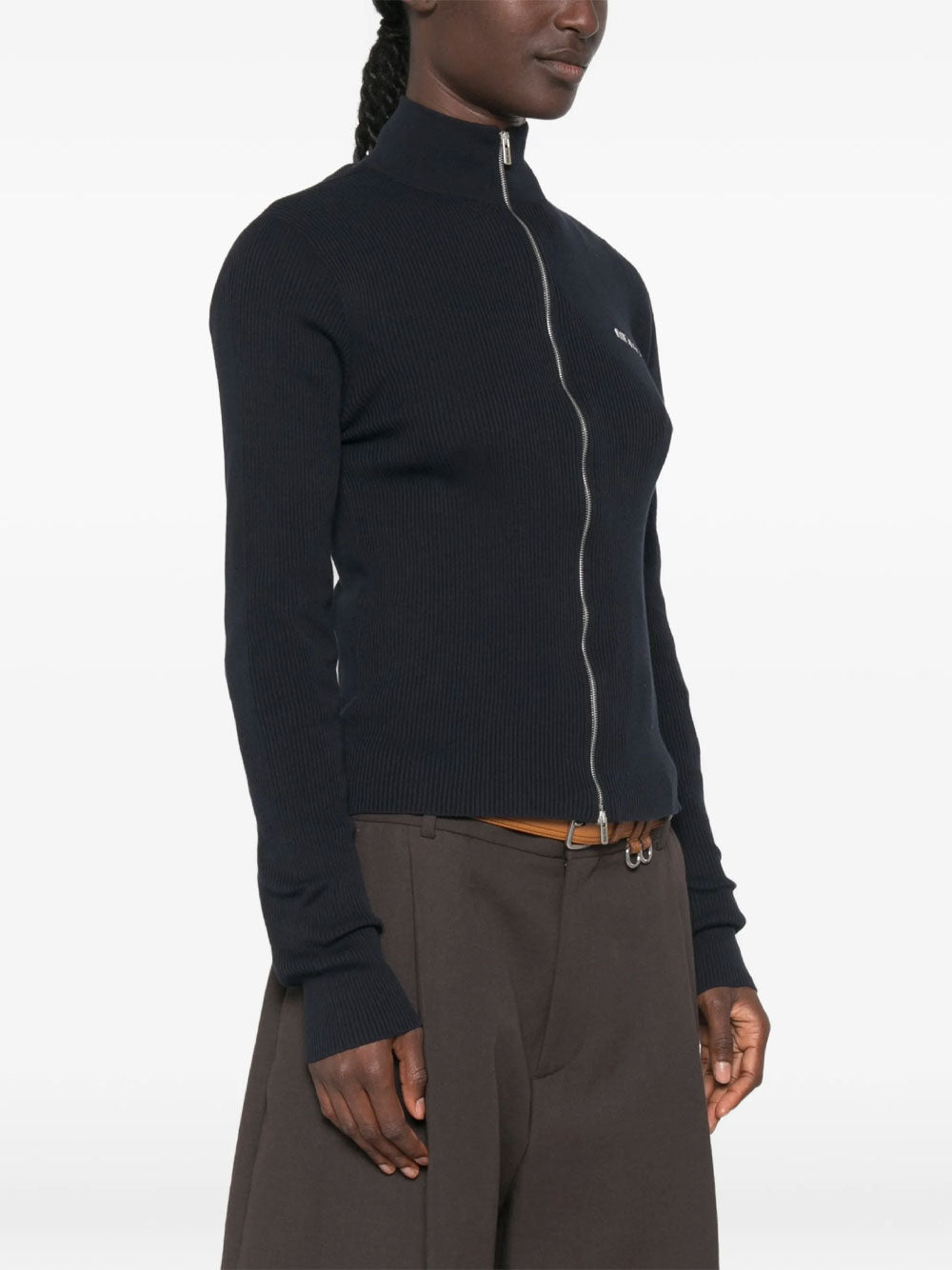 Miu Miu Women Ribbed Zip-Up Cardigan MIU MIU