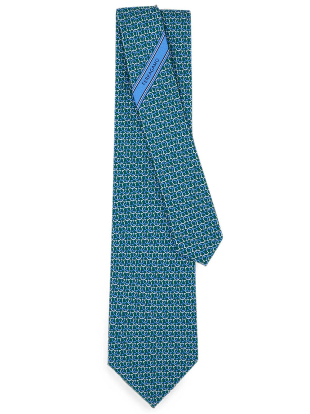 Ferragamo Men Gancini Links Print Silk Tie FERRAGAMO