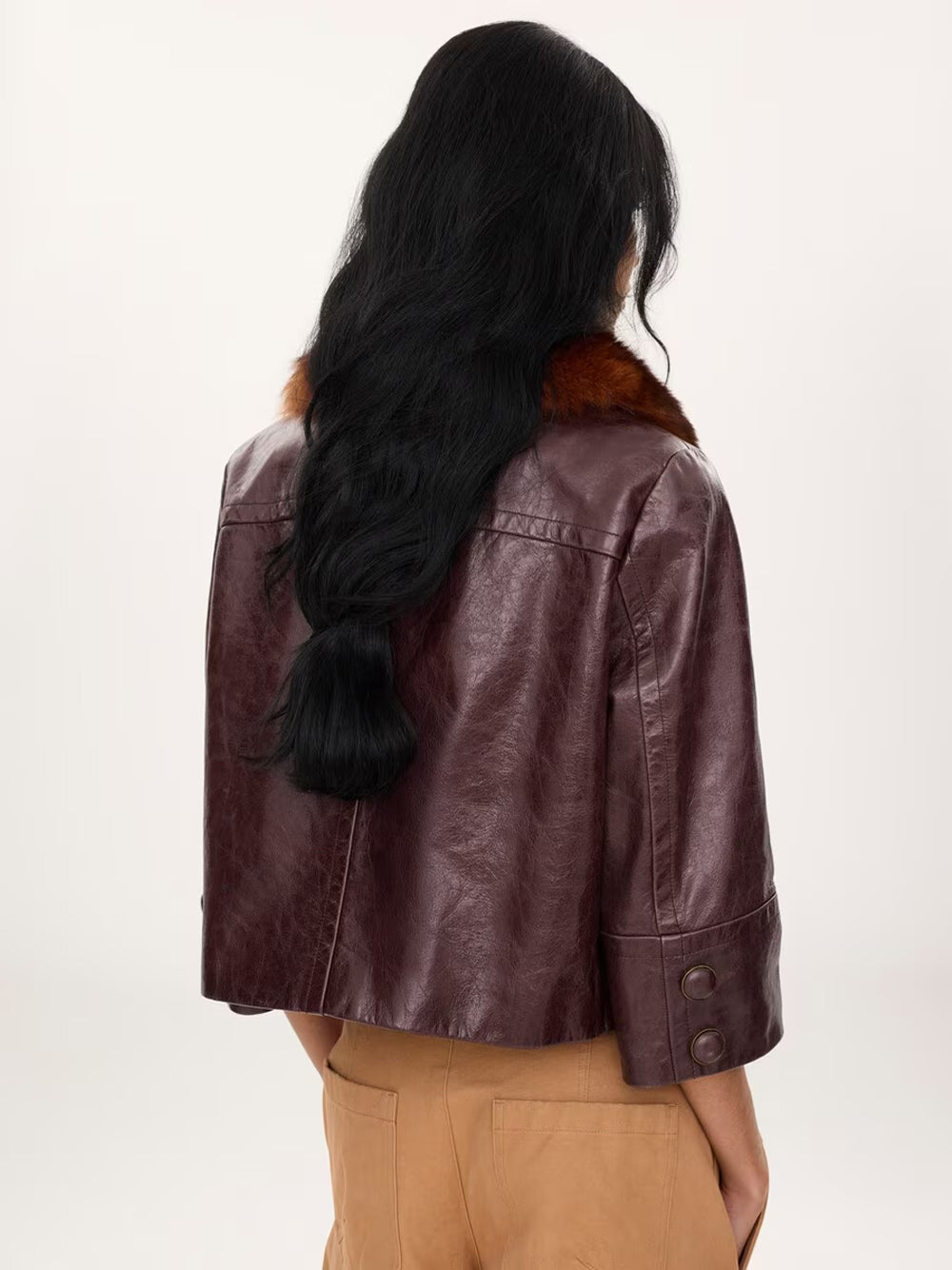 Chloe Women Giacca Corta In Pelle Con Colletto In Shearling Rimovibile CHLOE