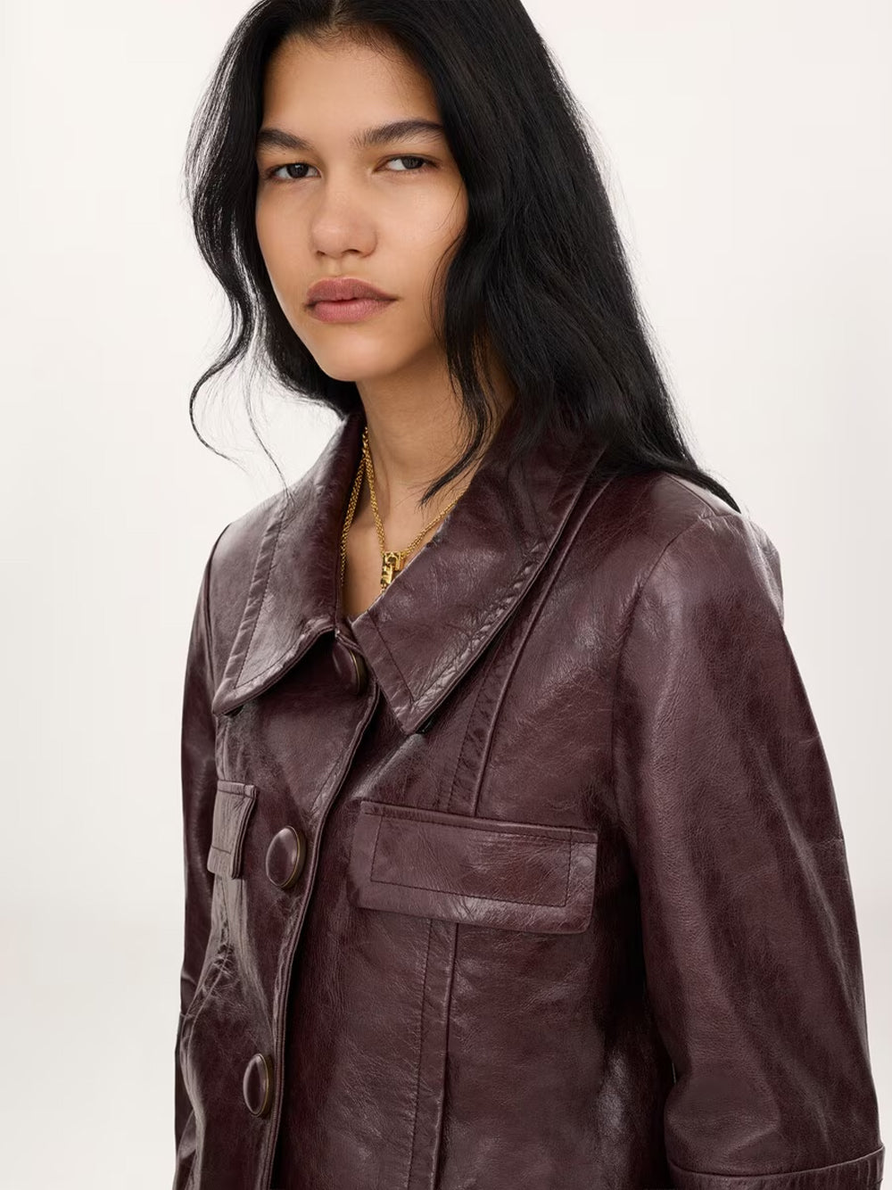 Chloe Women Giacca Corta In Pelle Con Colletto In Shearling Rimovibile CHLOE