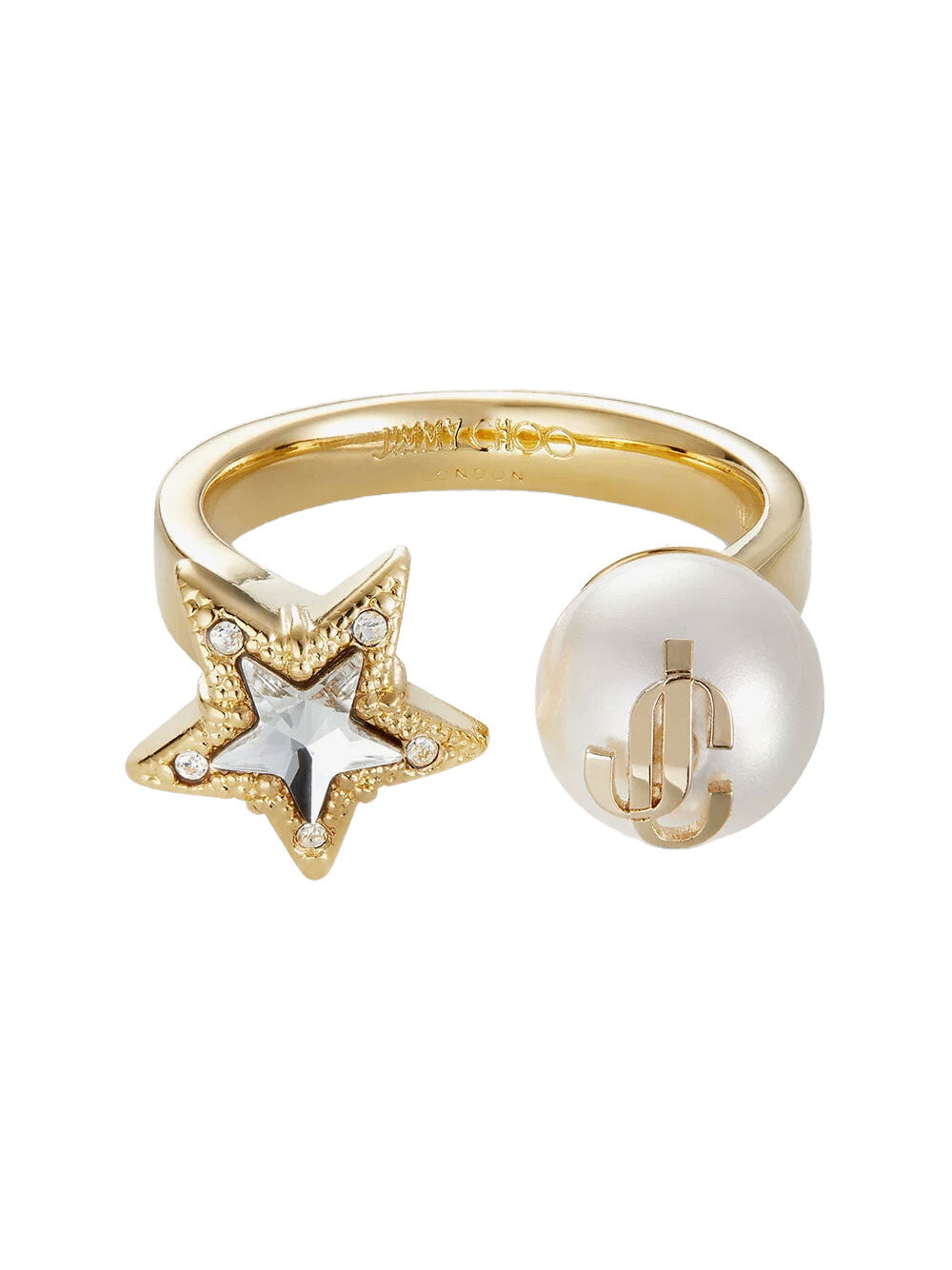 Jimmy Choo Women Gold-Finish Metal Ring With Crystal Star And Pearl JIMMY CHOO