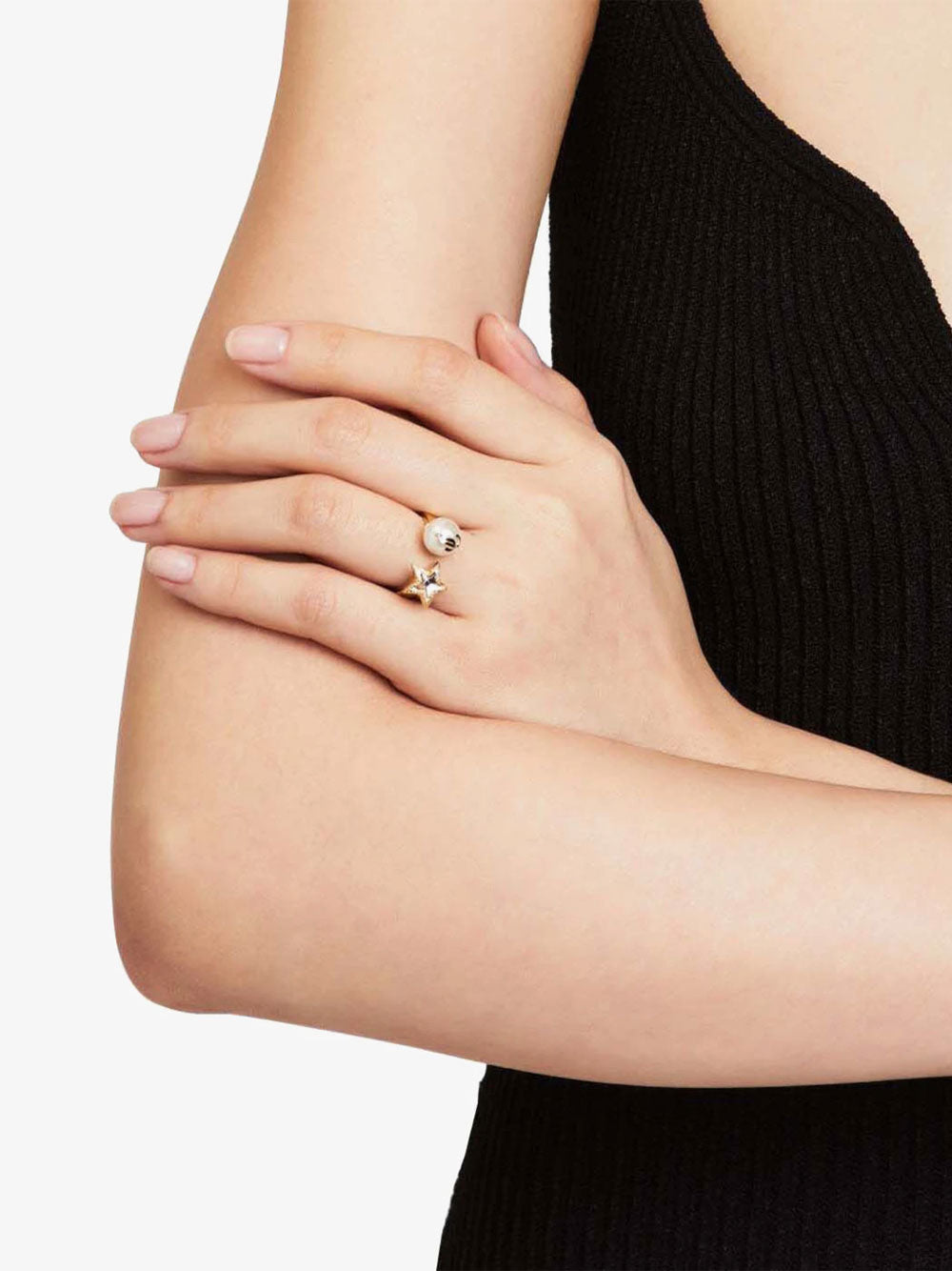 Jimmy Choo Women Gold-Finish Metal Ring With Crystal Star And Pearl JIMMY CHOO