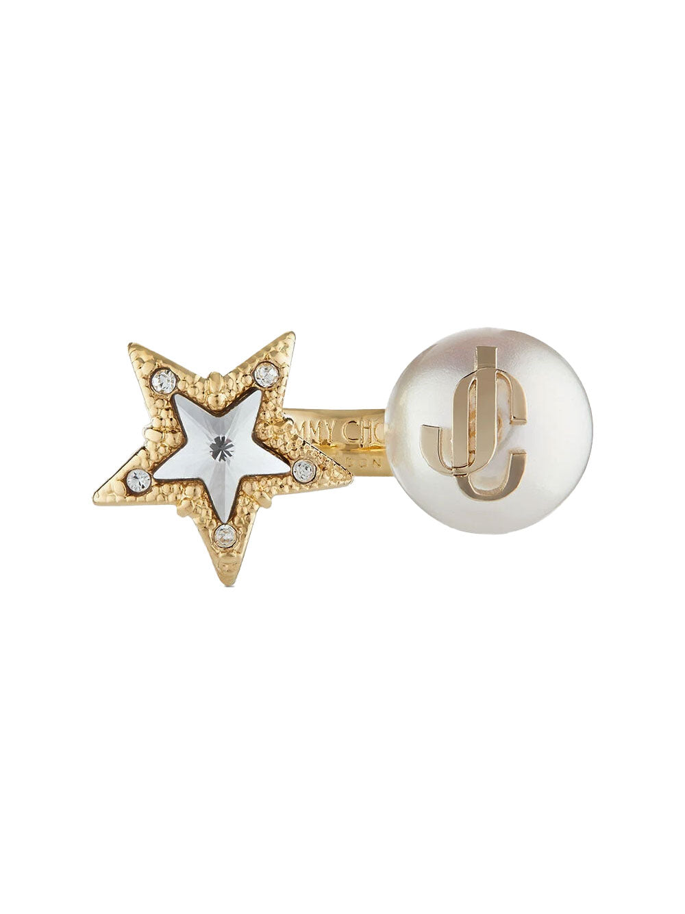 Jimmy Choo Women Gold-Finish Metal Ring With Crystal Star And Pearl JIMMY CHOO