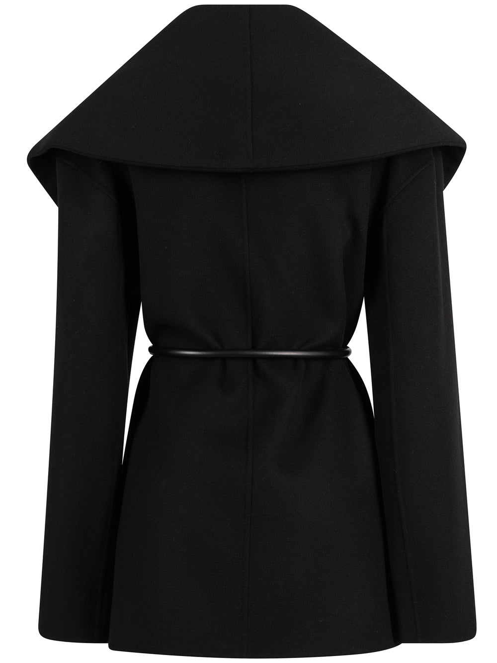 Sportmax Women Wraparound Wool Cape With Leather Belt SPORTMAX