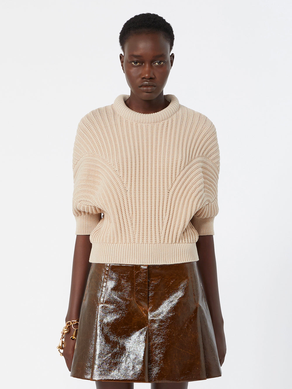 Sportmax Women Cotton Blend Sweater With Sunburst Pattern